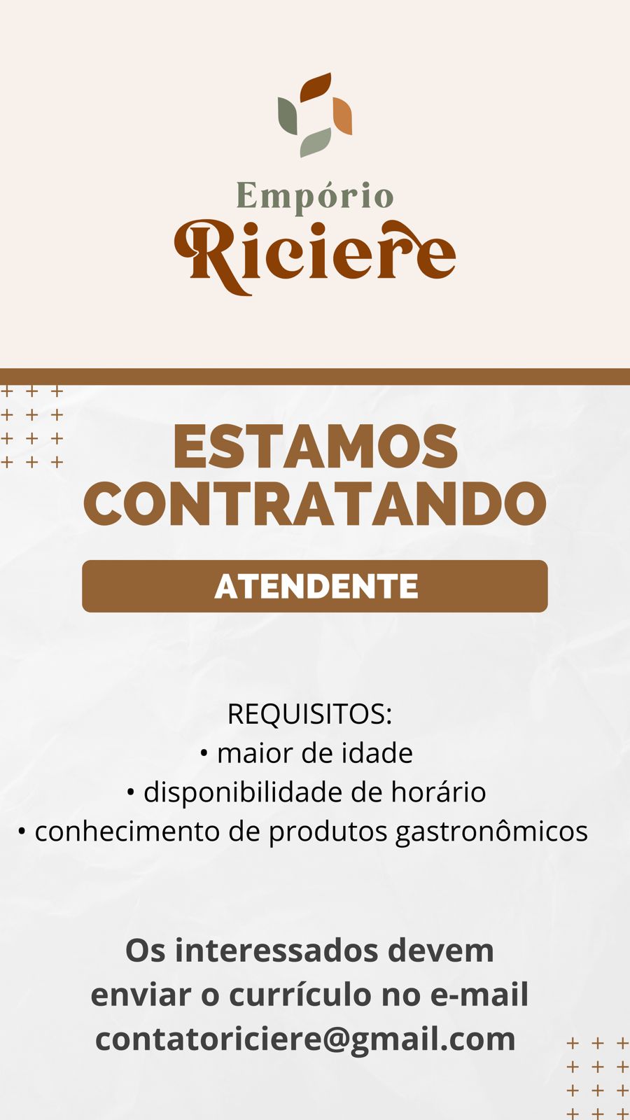 Vaga de Atendente de lojas — RC Consultoria (Goiânia)